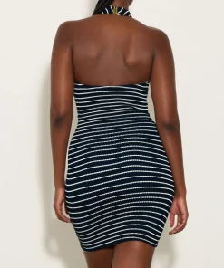 Hunza G Dresses-Polly Dress - Navy/White Stripe