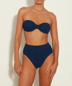 Hunza G Bikini Sets|Bandeau-Ruby Bikini Lurex - Navy/Silver