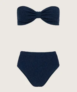 Hunza G Bikini Sets|Bandeau-Ruby Bikini Lurex - Navy/Silver