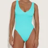 Hunza G V Neck-Sadie Swim - Aqua
