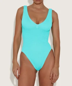 Hunza G V Neck-Sadie Swim - Aqua