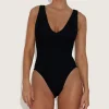 Hunza G V Neck-Sadie Swim - Black