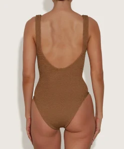 Hunza G V Neck-Sadie Swim - Metallic Cocoa