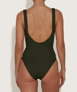 Hunza G V Neck-Sadie Swim - Metallic Khaki