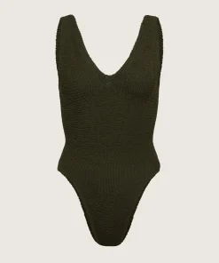 Hunza G V Neck-Sadie Swim - Metallic Khaki