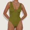 Hunza G V Neck-Sadie Swim - Metallic Moss