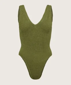 Hunza G V Neck-Sadie Swim - Metallic Moss