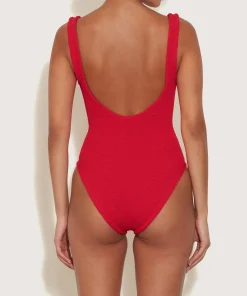 Hunza G V Neck-Sadie Swim - Red