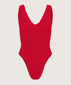 Hunza G V Neck-Sadie Swim - Red