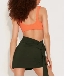 Hunza G Shorts And Skirts|Sarongs-Short Sarong - Khaki