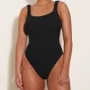 Hunza G Square Neck-Square Neck Lurex Swim - Black/Gold