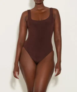 Hunza G Square Neck-Square Neck Nile Swim - Metallic Chocolate