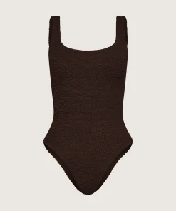 Hunza G Square Neck-Square Neck Swim - Metallic Chocolate