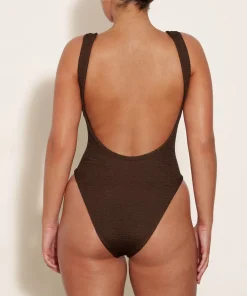 Hunza G Square Neck-Square Neck Swim - Metallic Chocolate