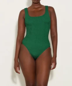 Hunza G Square Neck-Square Neck Swim - Metallic Forest Green