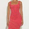 Hunza G Dresses-Tank Dress - Red/White Stripe