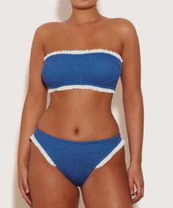 Hunza G Bikini Sets-Tracey Frill Bikini - Metallic Denim