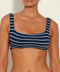 Hunza G Separates|Bralette-Xandra Bikini Top - Navy/White Stripe