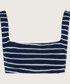 Hunza G Separates|Bralette-Xandra Bikini Top - Navy/White Stripe