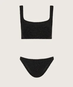 Hunza G Bikini Sets|Bralette-Xandra Lurex Bikini - Black/Gold