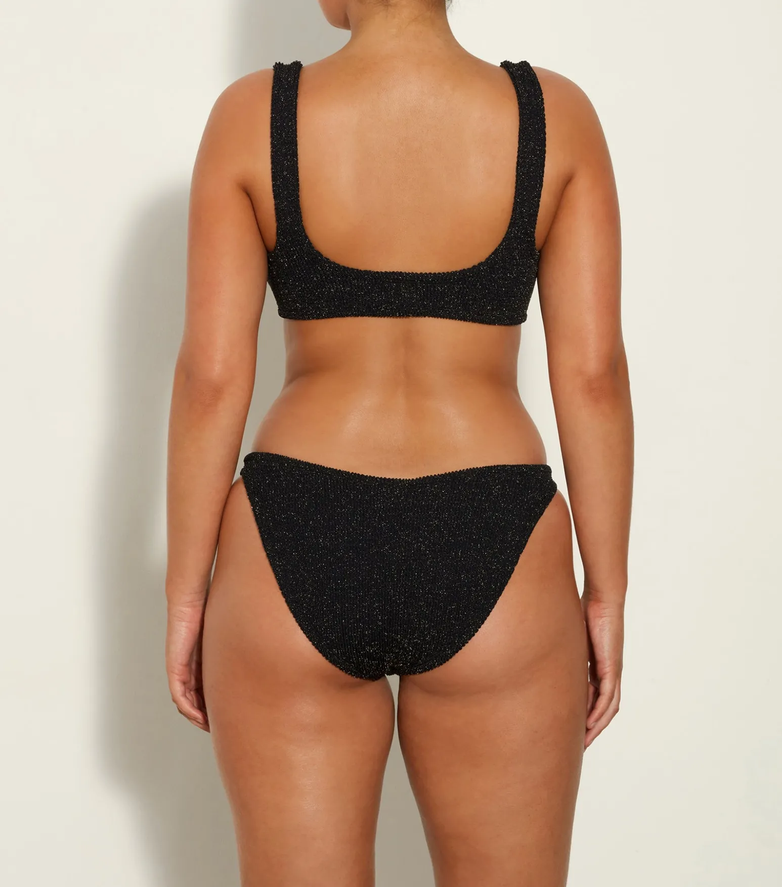 Hunza G Bikini Sets|Bralette-Xandra Lurex Bikini - Black/Gold